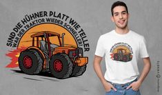 Tractor german quote t-shirt design Tractor Illustration, German Quotes, Office Wall