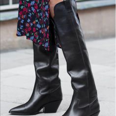 Barely Worn Size 37 Leather Knee High Black Boots. Knee High Black Boots, Knee High Cowboy Boots, High Black Boots, Black High Boots, Black Knee High Boots, Cowboy Boot, Over The Knee Boots, Over The Knee, Knee Boots