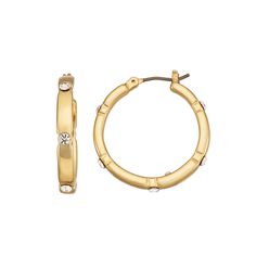 Add sparkle and shine with these lovely Nine West Gold Tone Hoop Earrings. Add sparkle and shine with these lovely Nine West Gold Tone Hoop Earrings. EARRING DETAILS Diameter: 0.98 in. Backings: click-it Metal: alloy Plating: gold tone Finish: polished Material: glass Additional details: nickel safe Not appropriate for children 14 years old and younger. Size: One Size. Gender: female. Age Group: adult. Gold-tone Metal Hoop Earrings For Anniversary, Anniversary Gold-tone Hoop Earrings, Anniversary Gold-tone Metal Hoop Earrings, Sparkle And Shine, Nine West, Gender Female, Age Group, Gold Bracelet, Gold Tones