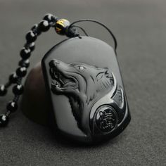 Black Obsidian Necklace, Wolf Pendant Necklace, Obsidian Jewelry, Black Obsidian Stone, Obsidian Necklace, Wolves Pendants, Wolf Necklace, Wolf Jewelry, Amulet Necklace