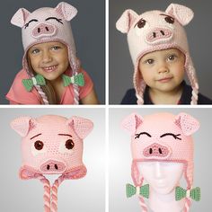 Ravelry: The Perfect Pig Hat pattern by Joni Memmott / BriAbby Pig Hat Crochet, Crochet Pig Hat, Cute Winter Hats, Pig Costumes, Bunny Blanket, Crochet Pig, Crochet Kids Hats, Hat Crochet Pattern, I Love This Yarn