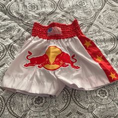 a red bull boxer shorts with an american flag on it