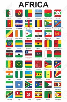 the flags of africa are shown in this poster