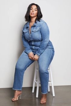 Plus Size Posing, Plus Size Models, Long Sleeve Jumpsuit, Curvy Girl Outfits, Curvy Girl Fashion, Inspiration Mode, Curvy Fashion