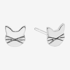 Included: 1 Pair of EarringsEarring Back: FrictionShape: AnimalsMetal Color: WhiteEarring Length: 6mmEarring Width: 5mmCare: Wipe CleanEarrings Style: Stud EarringsMetal: Sterling SilverCountry of Origin: Imported Adjustable Cat Ears Earrings As Gift, Adjustable Cat Ears Earrings For Gift, Hypoallergenic Silver Cat Ears Earrings, Sterling Silver Cat Ears Earrings Gift, Sterling Silver Cat Ears Earrings, Cute Silver Cat Design Earrings, Silver Drop Earrings With Cat Design, Silver Bird-shaped Earrings For Pierced Ears, Cat Earrings Studs