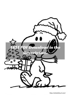 a cartoon dog holding a christmas tree with the words free printable in this description