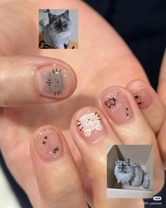 #Nailinspiration #cute #cat Gigi Nails, Douyin Nails, Hand Modeling, Luv Nails, Cute Short Nails, Romantic Nails, Vintage Nails