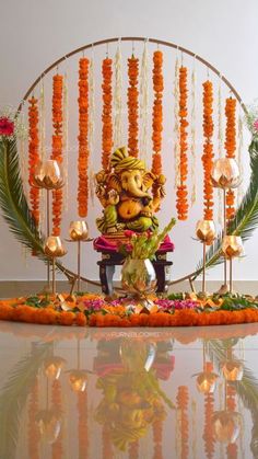 Ganpati Decoration at Home - Giftlaya Bappa Decoration At Home, Ganesh Ji Decoration At Home, Ganpati Bappa Decoration At Home, Ganapati Decoration At Home, Ganesh Chaturthi Decoration At Home, Ganesha Decoration Ideas, Ganpati Bappa Decoration, Bappa Decoration, Ganesha Decoration