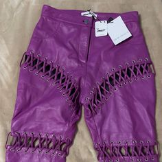 New Leather Pants Without Any Defects. Color Purple. Size Xs But Also Fits S Purple Leather Pants, Descendants 1, Purple Leather, Winx Club, Pants Color, Descendants, Color Purple, Pant Jumpsuit, Leather Pants