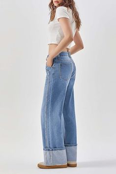 PLNOTME Womens Baggy Jeans Boyfriend Wide Leg Trendy Casual Low Rise Cuffed Hem Denim Pants with Pockets Womens Baggy Jeans, Pants With Pockets, Amazon Shopping, Fashion Toys, Jeans Boyfriend, Baggy Jeans, Boyfriend Jeans