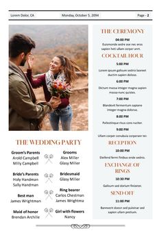 the wedding party flyer is shown