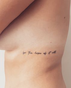 a woman's stomach with the words for the hopes of god written on it