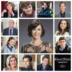 many people are smiling and posing for the camera in this collage with words good witch on them