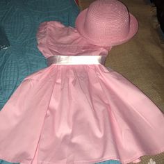 Nwt Beautiful Dress Comes With The Hat And Sash. The Dress Is Good Quality. Please Ask Questions I Am Here To Help. Cute Fitted Summer Hat, Little Pink Dress, Dress With Hat, Magnolia Dress, Pink Magnolia, I Am Here, Beautiful Dress, Kids' Dresses, Good Quality