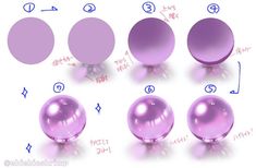 purple balls are shown in different positions and sizes