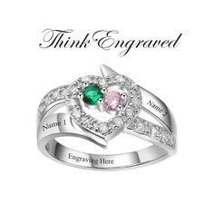 an engagement ring with two hearts and the words think engaged