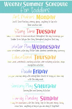 the weekly summer schedule for toddlers