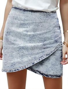 Trending Style // Show off your gorgeous style wearing this ocean blue high waist tulip hem denim skirt.