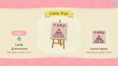 a screen shot of the camp sign in animal crossing