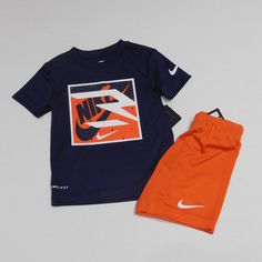 New With Tags, 2pc Nike Shirt And Shorts Set In A Size 4. Shirt And Shorts Set, Nike Shirt, Shirt And Shorts, Orange Shirt, Kids Nike, Nike Shirts, Shorts Set, Color Orange, Matching Sets