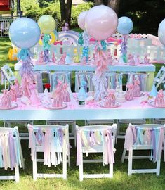 a table set up for a baby shower party