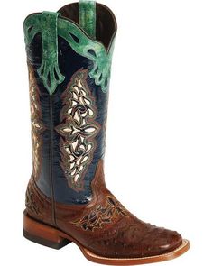 Womens Cowgirl Boots, Ostrich Boots, Boots Square Toe, Western Boots Women, Square Toe Boots, Ostrich Leather, Justin Boots, Stylish Boots, Vintage Boots