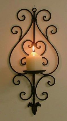 Iron Wall Candle Holders, Wrought Iron Design, Wrought Iron Candle Holders, Iron Candle Holders, Wrought Iron Decor, Wrought Iron Candle, Iron Wall Decor