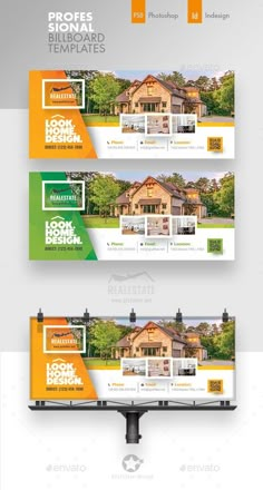 a set of three banners for real estate