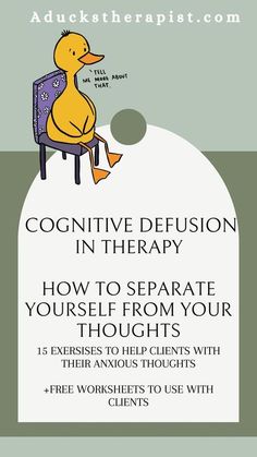 15 helpful ways to help clients learn cognitive defusion, plus hundreds of free worksheets!!! Tons of free resources at a duckstherapist.com JOIN THE COMMUNITY!! Cognitive Diffusion, Cognitive Defusion, Therapy Topics, Cbt Therapy Worksheets, Therapeutic Interventions, Counselling Tools, Counseling Techniques, Counseling Worksheets, Cbt Therapy