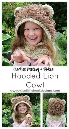 Ravelry: Hooded Lion Cowl pattern by MJ's Off The Hook Designs Crochet Lion Hat, Bernat Softee Chunky Yarn, Lion King Costume, Cowl Crochet Pattern, Lion Hat, Crochet Products, Crochet Cowls, Leo Sun, King Costume