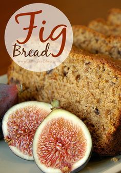 fig bread on a plate with sliced figs next to it