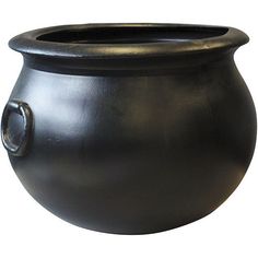 a large black pot sitting on top of a white background