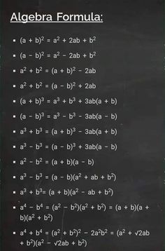 a blackboard with some writing on it that says,'algebra formula '