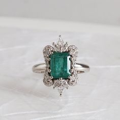 Eleanor Emerald Diamond Ring | Tippy Taste Jewelry Office Movie, Box Office Movie, Heirloom Rings, Crazy Rich, Emerald Rings, Emerald Diamond Ring, Pear Shaped Diamond, Eternity Band Diamond, Box Office