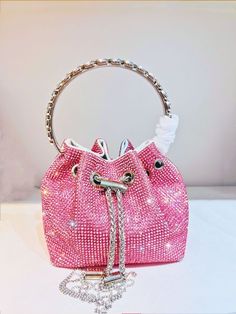 Product Attributes:Color Options: Silver Trumpet, Silver Large Size, Golden Trumpet, Golden Large Size, Colorful Trumpet, Green Plaid Trumpet, Pink Plaid Trumpet, Red Trumpet, Pink Trumpet, Gradient Colorful TrumpetMaterial: PUTrendy Bag Style: Bucket BagBag Size: SmallPopular Elements: Chain, LockLining Texture: NylonBag Shape: Bucket TypeOpening Method: LockPackage Internal Structure: Mobile Phone BagHardness: Medium to SoftOuter Bag Type: Three-dimensional BagMezzanine: NoneNumber of Shoulder Straps: Double RootsApplicable Scene: Daily Matching Glamorous Pink Handheld Evening Bag, Glamorous Handheld Pink Evening Bag, Pink Rhinestone Clutch For Party, Event Pink Bags With Chain Strap, Pink Rhinestone Party Clutch, Pink Event Bags With Chain Strap, Glamorous Pink Evening Bag As Gift, Glamorous Pink Evening Bag For Gifts, Pink Handheld Evening Bag For Party