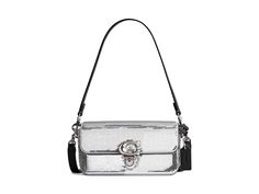 COACH Sequin Studio Baguette Bag - Cross Body Handbags : Black : Please Note: COACH items cannot be shipped to military addresses (APO or FPO) and addresses in Hawaii, the Virgin Islands, Guam or any other locations outside of the continental US. Make your everyday ensemble glamorous with the COACH Sequin Studio Baguette Bag crafted from PET sequins and cow leather. Detachable straps for shoulder and crossbody wear. Pushlock closure. Brand logo leather patch on the side. Credit card slots and multifunction interior pockets. R.PET MP twill lining. Imported. Measurements: Bottom Width: 2 4 9 in Height: 4 1 4 in Luxury Coach Rectangular Baguette Bag, Coach Evening Baguette Shoulder Bag, Coach Baguette Evening Shoulder Bag, Evening Coach Baguette Shoulder Bag, Coach Shoulder Bag With Gunmetal Hardware For Evening, Evening Coach Shoulder Bag With Gunmetal Hardware, Coach Rectangular Evening Flap Bag, Coach Rectangular Shoulder Bag With Gunmetal Hardware, Coach Rectangular Evening Bags