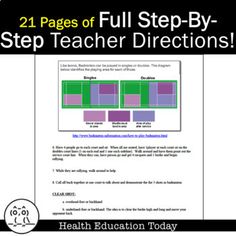 a poster with the words, 21 pages of full step - by - step teacher directions