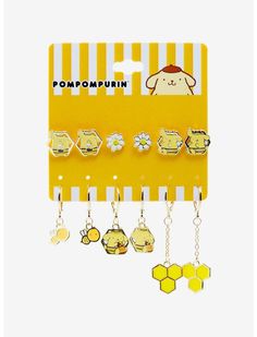 Pompompurin Bumblebee Earring Set | Hot Topic Sanrio Stuff, Bee Costume, Disney Valentines, Cute Clay, Hello Kitty Items, Accessories Jewelry Earrings, Tampon, Super Sweet, Pretty Jewellery