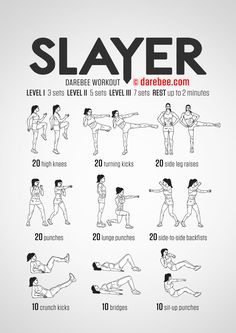 a poster with instructions on how to do the slayer workout for beginners