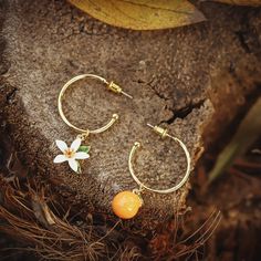 Selenichast Orange Earrings, Flower Earrings, Hoop Earrings, Enamel Earrings, Nature Jewelry, Orchard Jewelry, Christmas Gift for Girl Blossom Bracelet, Earrings Nature, Diamond Evil Eye, Simple Gift Wrapping, Talisman Necklace, Nature Earrings, Orange Earrings, Fancy Earrings, Evil Eye Earrings