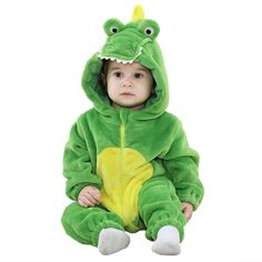 PRICES MAY VARY. 🐊Skin Friendly Material: Made of flannel fabric. Plush is soft and cozy to keep baby kids warm all along. 🐊3D Design: Lovely animal shape modeled after crocodiles; two-way zipper for putting on and off easily; windproof elastic cuffs. 🐊Toddler Onesies: This romper will be great for little kids who are learning to crawl and walk. Children will look adorable and feel comfortable with this dress whether outdoors or indoors. 🐊Stitch Costume:Baby boys and girls perfect dress up f Diy Crocodile, Crocodile Costume, Baby Crocodile, Onesie Costumes, Animal Onesie, Unisex Onesies, Fancy Dress Up, Baby Boy Clothes Newborn