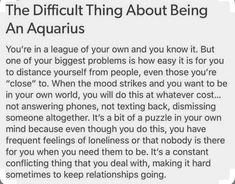 the difficult thing about being an aquarius