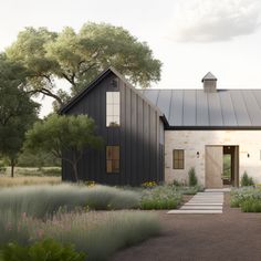 an artist's rendering of a modern farmhouse style home