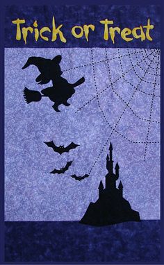 Halloween Holiday banner quilt pattern - trick or treat pattern Bats Flying, Bat Flying, Halloween Quilts, Halloween Banner, Banner Images, Holiday Patterns, Halloween Trick Or Treat, Halloween Bats, Halloween Hacks