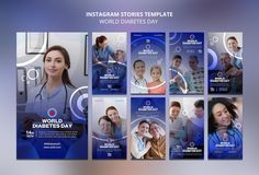 the instagram stories template for world diabets day