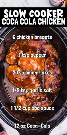 Easy to make, no-fuss Slow Cooker Coca Cola Chicken is full of delicious barbecue flavors. The perfect dinner for busy families! Recipes Using Pork Chops, Coca Cola Chicken, Cola Chicken, Chicken Slow Cooker, Easy Slow Cooker Chicken, Chicken Slow Cooker Recipes