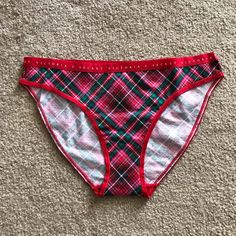 Red/Green Plaid Panty Christmas Cotton Pants, Red Fitted Bottoms For Holiday, Red Casual Brief Bottoms, Red Cotton Bottoms For Holiday, Red Cotton Holiday Bottoms, Casual Red Brief Bottoms, Vs Panty, Lingerie Outfits, Green Plaid