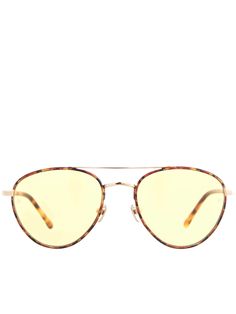 Aviator Sunglasses (LFL954C7SUN-GOLD-YELLOW) Aviator Style, Linda Farrow, Brass Frame, Aviator Sunglasses, Gold Yellow, Fashion Sunglasses, Uv Protection, Mirrored Sunglasses, Lenses