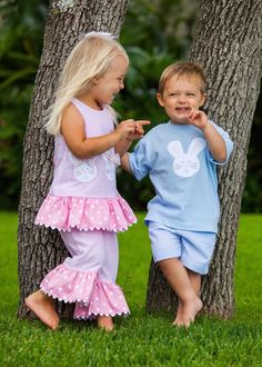 Both outfits available. If we don't have it in stock, if we get your order now, we can get it for you! Bailey Boys will drop ship directly to you for ten dollars! Boy Girl Twin Outfits, Sister Clothes, Boy Girl Twins, Baby Boy Shirts, Easter Morning, Girls Easter Dresses, Baby Doll Accessories