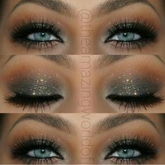 Blue Eyes Make Up, Glitter Smokey Eye, Silver Eye Makeup, Nye Makeup, Blue Eyes Pop, Alat Makeup, Make Up Tutorials, Black Smokey Eye, Black Smokey